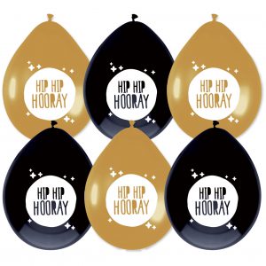 Ballonnen Festive Gold "Hip Hip Hooray" 6 stuks