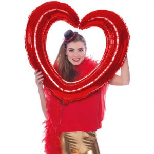 Folieballon Hart Selfie Frame rood (lucht)