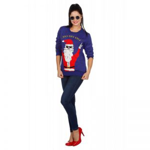 Foute Kersttrui blauw - Rocking Santa