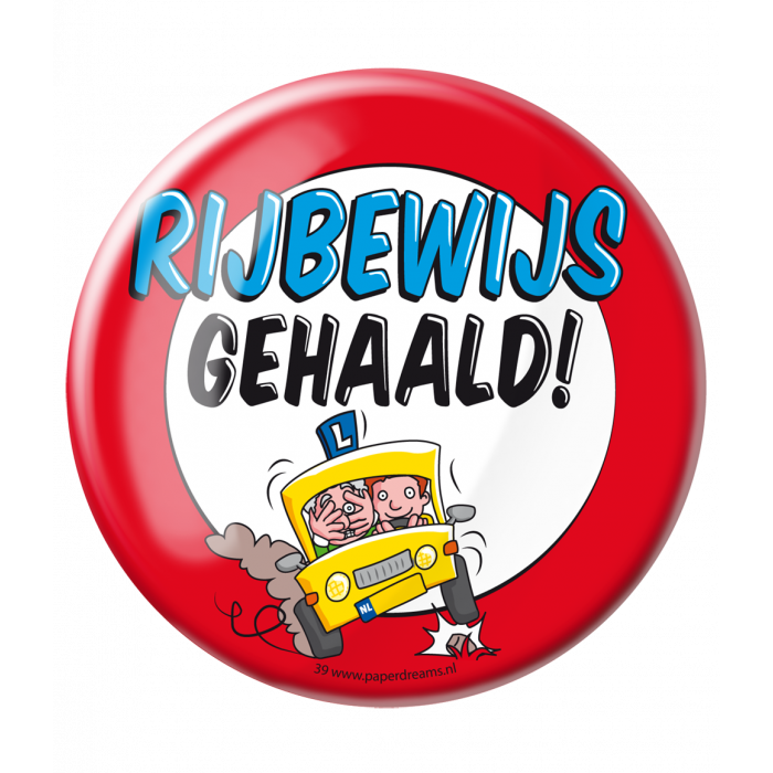 Button XL - Rijbewijs gehaald