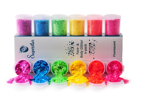 Chunky glitter 6-pack fluor