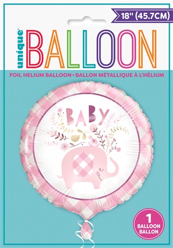 Folieballon Floral olifant roze