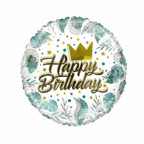 Folieballon "Happy Birthday" kroon ECO