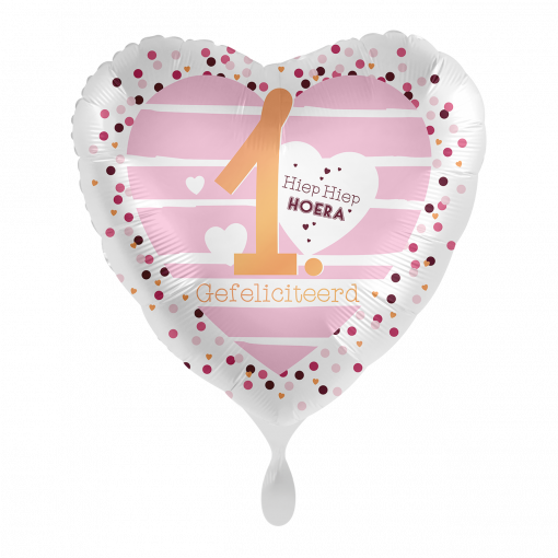 Folieballon Hiep Hiep Hoera 1 - roze