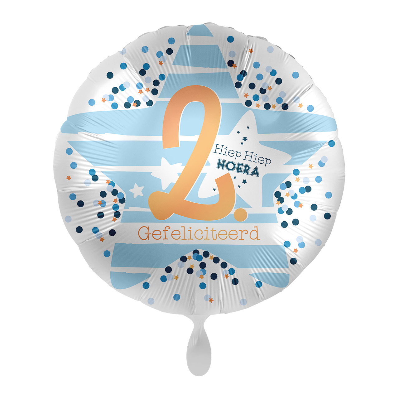 Folieballon Hiep Hiep Hoera 2 - blauw