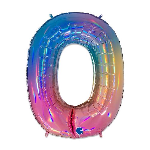 Folieballon cijfer 0 rainbow (100cm)