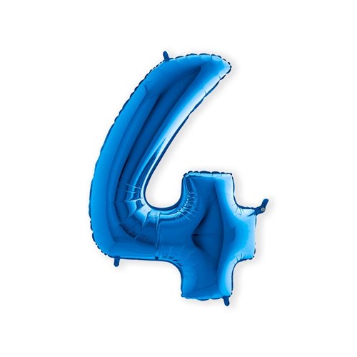 Folieballon cijfer 4 blauw (100cm)