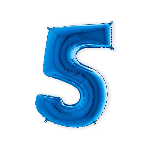 Folieballon cijfer 5 blauw (100cm)