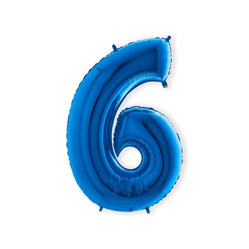 Folieballon cijfer 6 blauw (100cm)