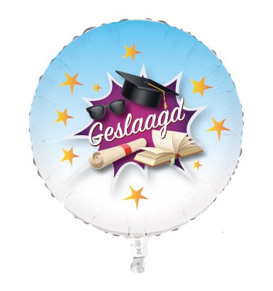 Folieballon wit Geslaagd