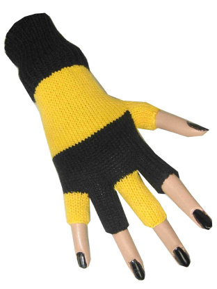 Gebreide handschoenen zwart/geel