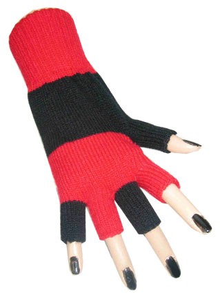 Gebreide handschoenen zwart/rood