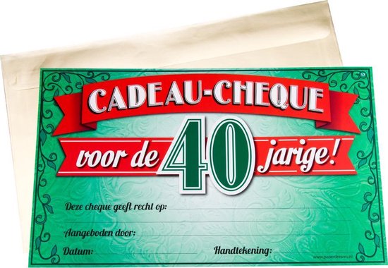 Gift Cheque - 40 jaar