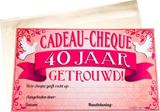 Gift Cheque - 40 jaar getrouwd