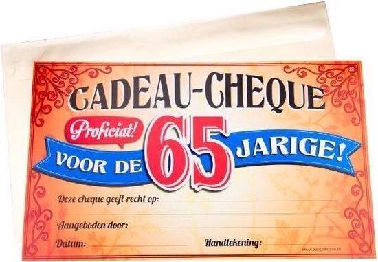 Gift Cheque - 65 jaar