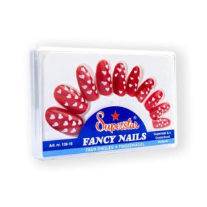 Kunstnagels rood-wit hartje