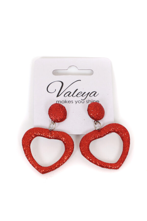 Oorbellen glitter hart rood