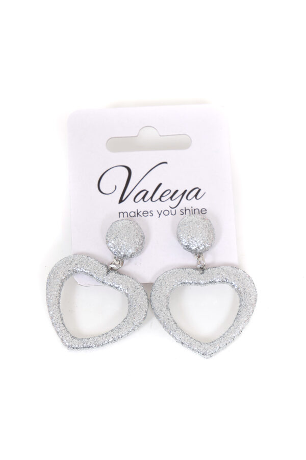 Oorbellen glitter hart zilver