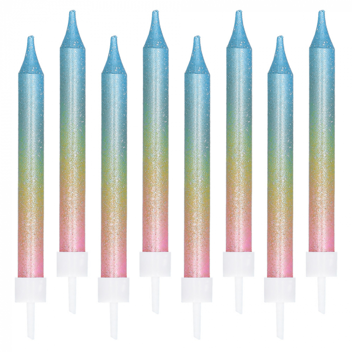 Set 8 Kaarsjes pastel
