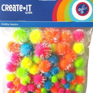 Zakje Pompoms glitter neon mix