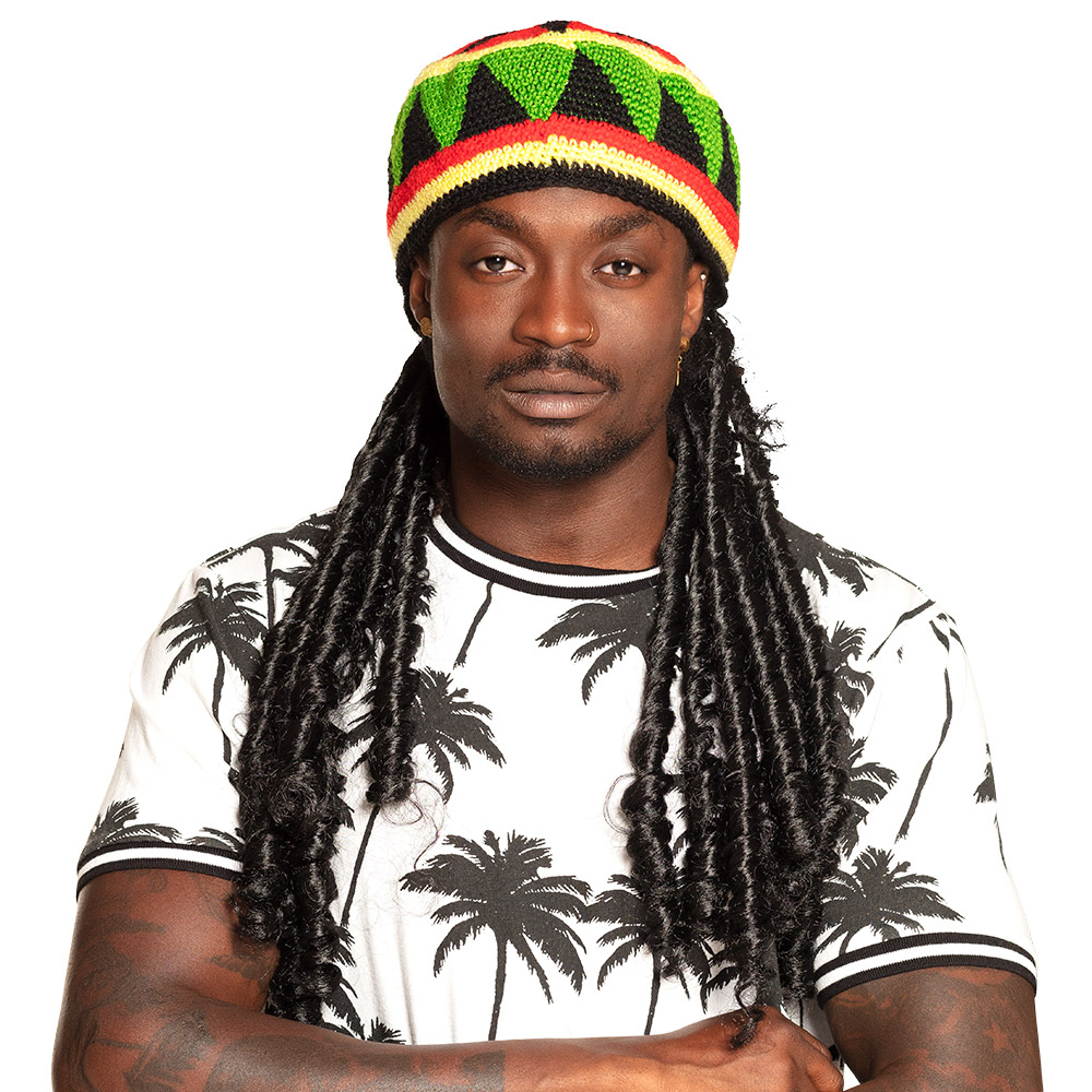 Baret met zwarte dreadlocks