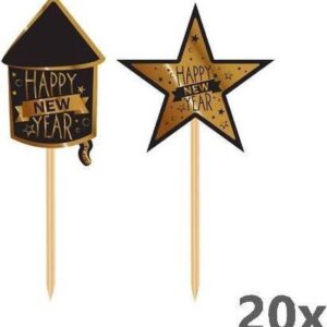 Cupcake prikkers Happy New Year
