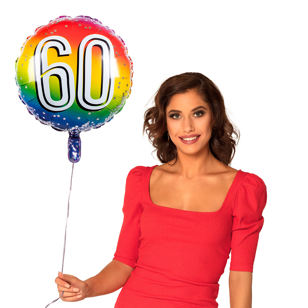 Folieballon 60 jaar rainbow