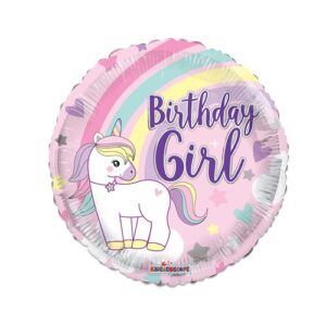 Folieballon 'Birthday Girl' eenhoorn (eco)