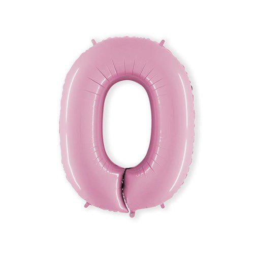 Folieballon cijfer 0 lichtroze (100cm)