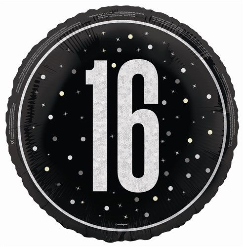 Folieballon Glitz Black & Silver 16