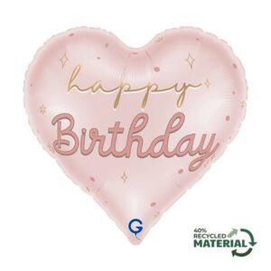 Folieballon "Happy Birthday" hart roze
