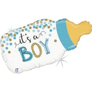 Folieballon It's a Boy holo glitter fles