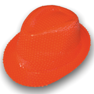 Gleufhoedje oranje pailletten + licht