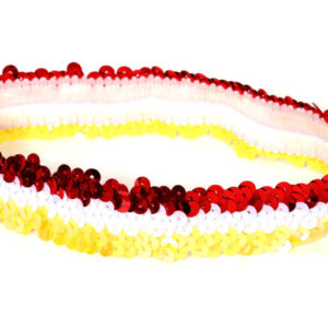Haarband pailletten rood/wit/geel