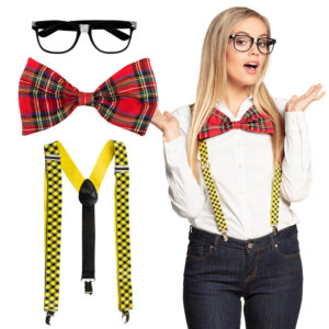 Kit Nerd (bril,vlinderstrik,bretels)