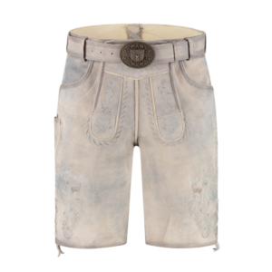 NEW! Lederhose kort + riem, licht grijs