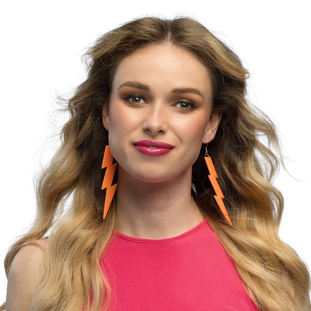 Oorbellen '80s Flash neon oranje