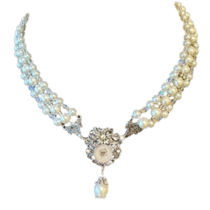 Parelketting wit met strass stenen