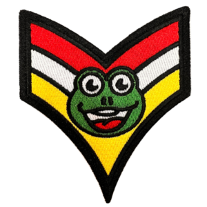 Strijkembleem Kikker strepen (schouder)