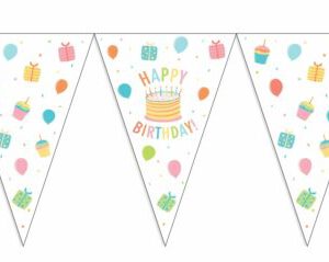 Vlaggenlijn Happy Birthday taart